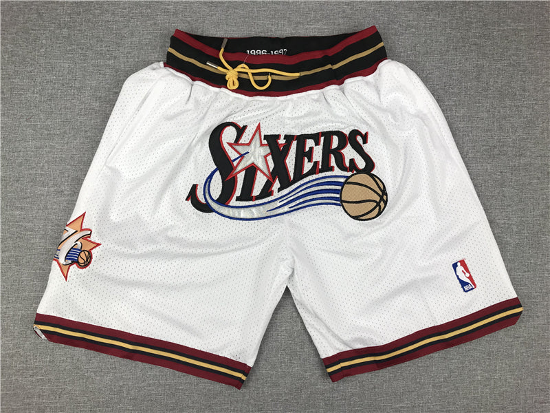 Men's Philadelphia 76ers White 1996-97 Hardwood Classics Basketball Shorts1