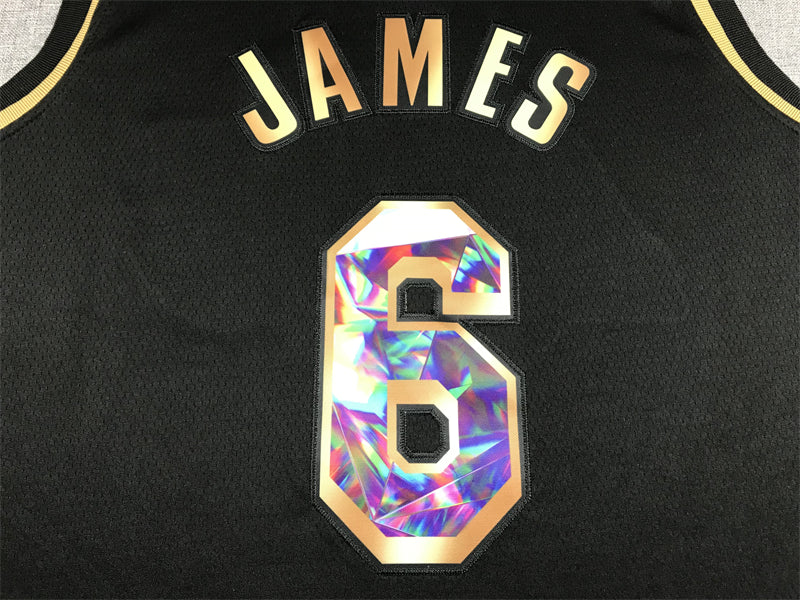 Men's Los Angeles Lakers LeBron James #6 Black Swingman Player Jersey1