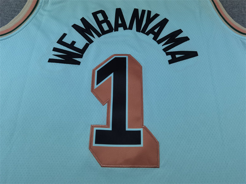 Men's San Antonio Spurs Victor Wembanyama #1 Light Blue 2024/25 Swingman Player Jersey1 - City Edition