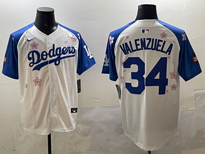 Men's Los Angeles Dodgers Fernando Valenzuela White Game Jersey1