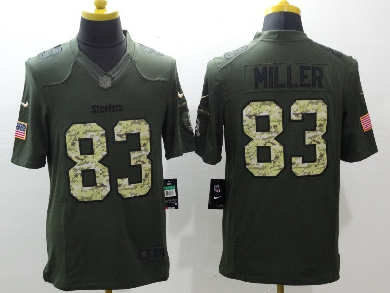 Men's Pittsburgh Steelers Heath Miller #83 Army Green Game Jersey1