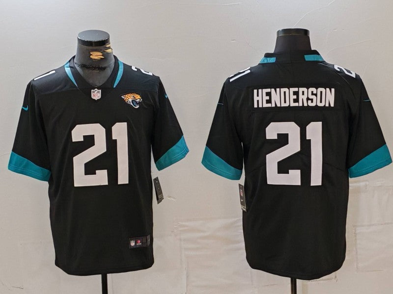 Men's Jacksonville Jaguars CJ Henderson #21 Black Game Player Jersey1