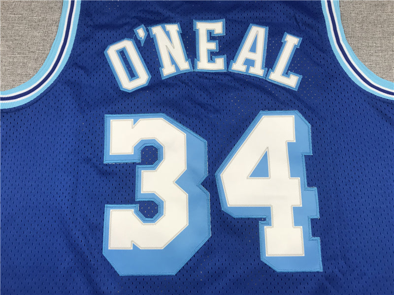 Men's Los Angeles Lakers Shaquille O'Neal Blue Hardwood Classics Swingman Jersey1