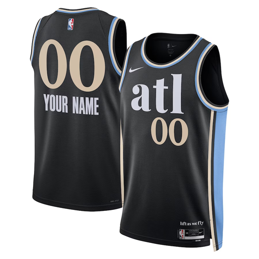 Men's Atlanta Hawks Black 2023/24 Custom Swingman Jersey1 - City Edition