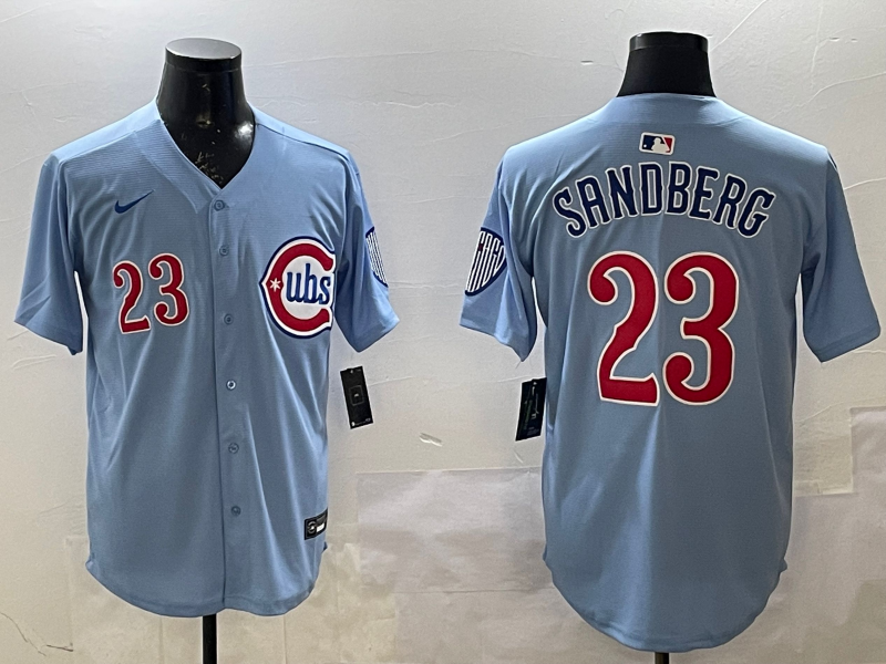Men's Chicago Cubs Ryne Sandberg #23 Baby Blue 2nd Alternate Limited Player Jersey1