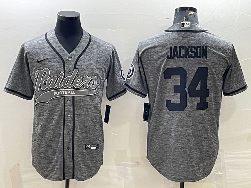 Men's Las Vegas Raiders Bo Jackson #34 Gray Player Jersey1 Joint Edition