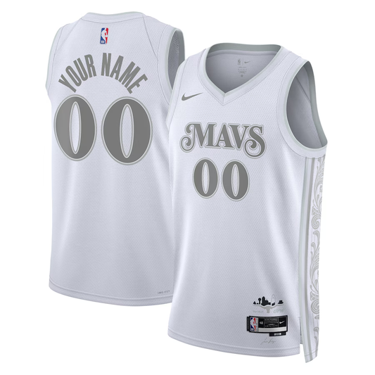 Men's Dallas Mavericks White 2024/25 Custom Swingman Jersey1 - City Edition