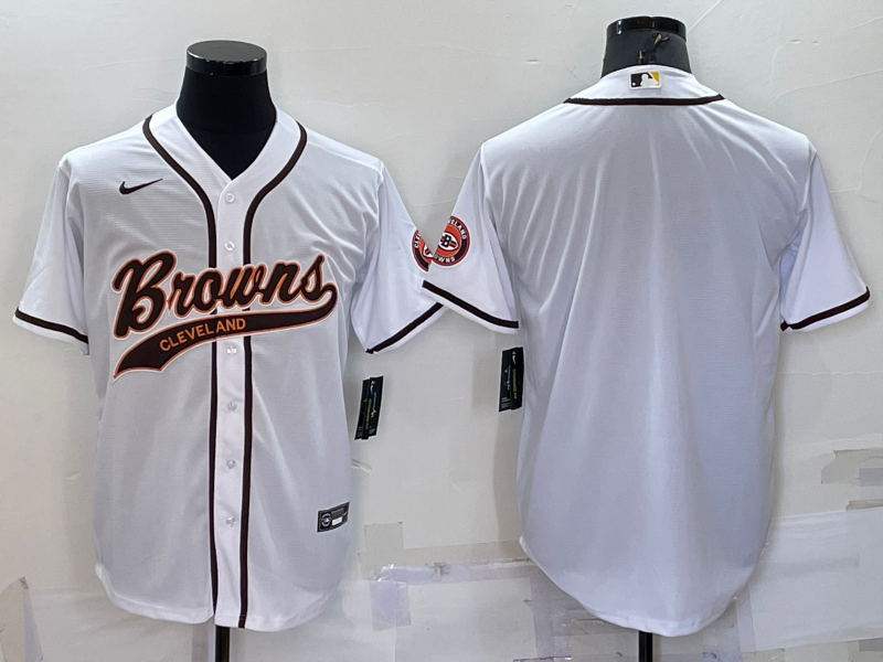 Men's Cleveland Browns White Blank Jersey1