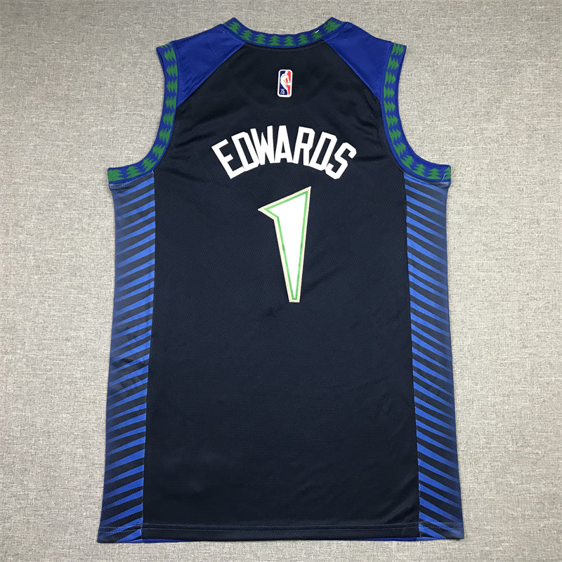 Men's Minnesota Timberwolves Anthony Edwards Blue/Navy Swingman Jersey1