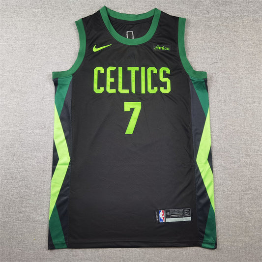 Men's Boston Celtics Jaylen Brown #7 Black 2024/25 Swingman Player Jersey1 - City Edition