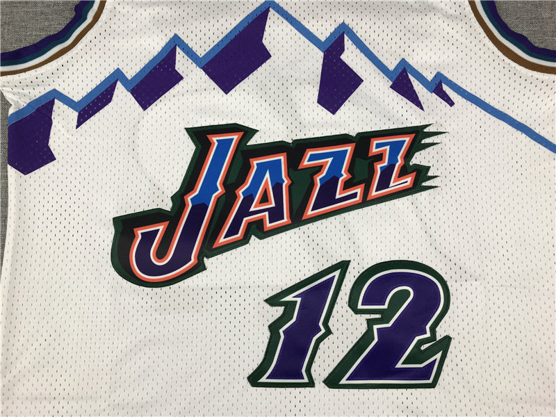 Men's Utah Jazz John Stockton White 1996-97 Hardwood Classics Swingman Jersey1