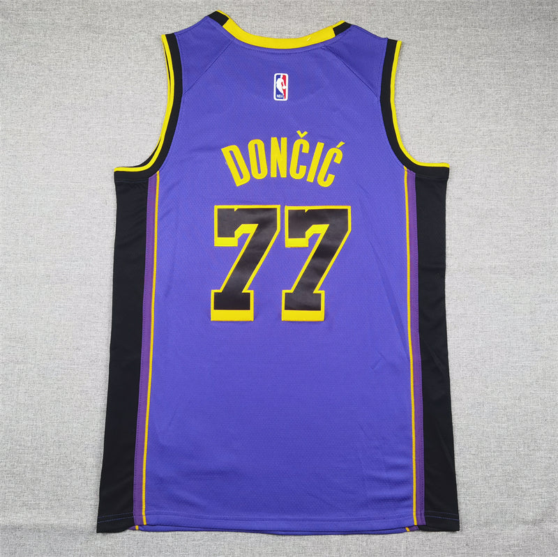 Men's Los Angeles Lakers Luka Doncic #77 Purple Swingman Jersey1 - Statement Edition