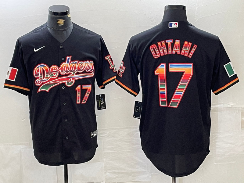 Men's Los Angeles Dodgers Shohei Ohtani #17 Black Replica Player Name Jersey1
