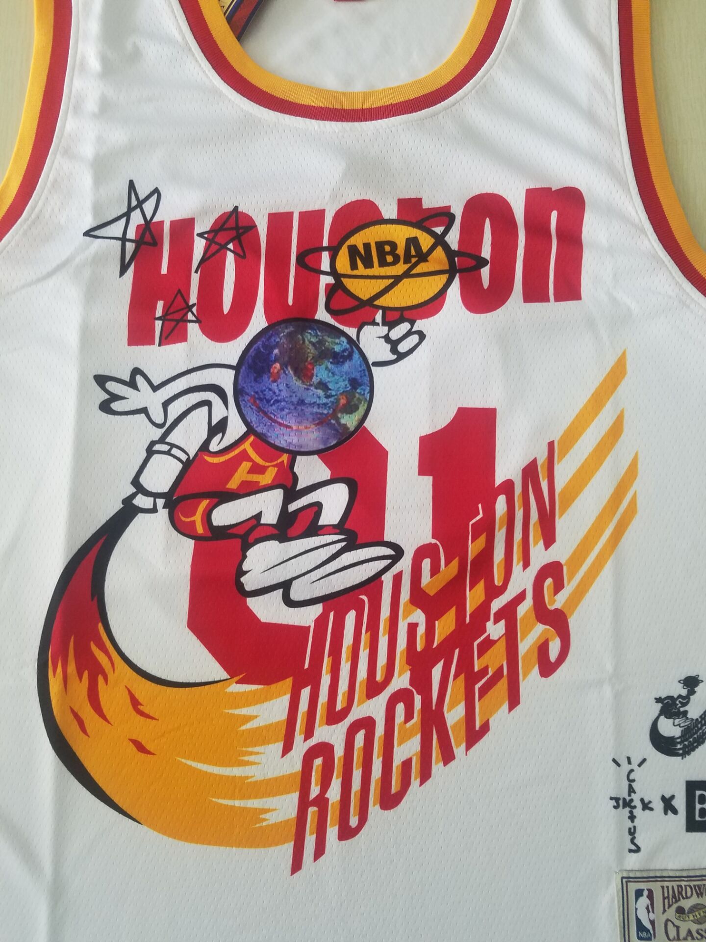 Men's Houston Rockets #01 NBA White Classics Jersey1 - Joint Edition
