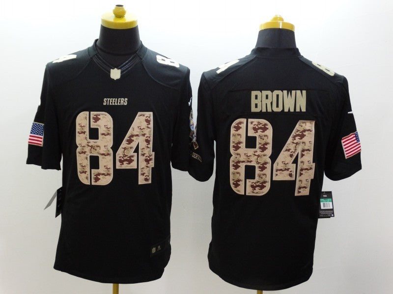 Men's Pittsburgh Steelers Antonio Brown #84 Black Retired Player Jersey1