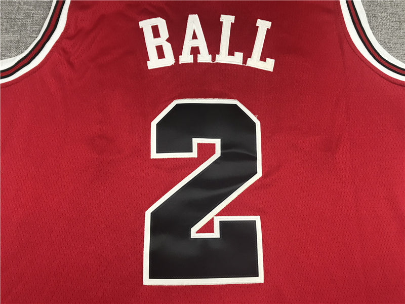 Men's Chicago Bulls Lonzo Ball #2 Red Fast Break Replica Player Jersey1