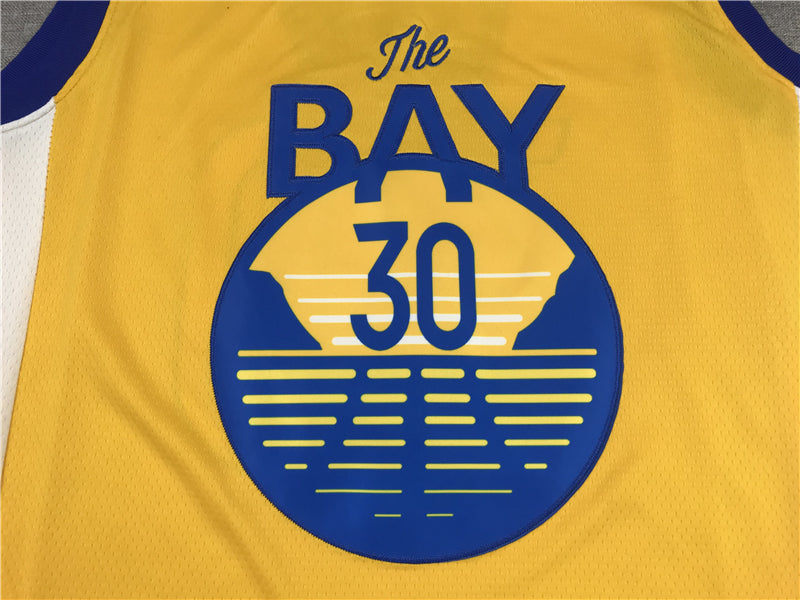 Men's Golden State Warriors Stephen Curry Yellow Fast Break Team Replica Jersey1