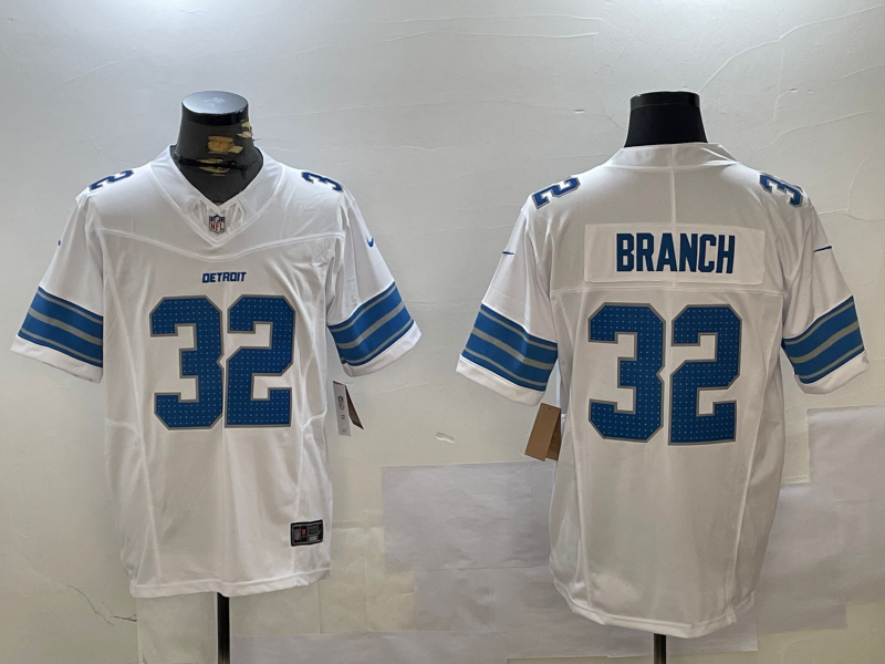 Men's Detroit Lions Brian Branch #32 White Game Jersey1