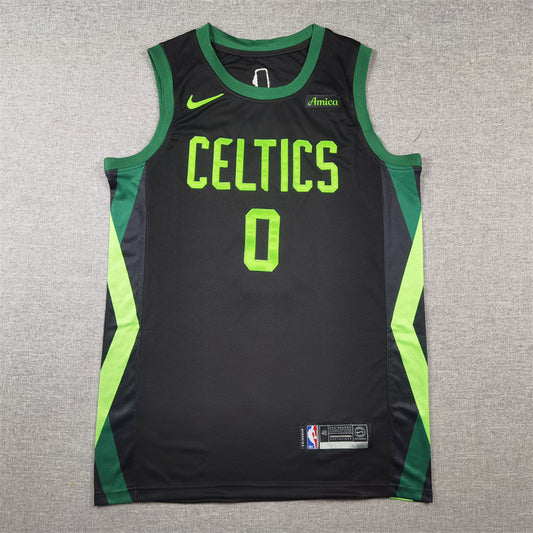 Men's Boston Celtics Jayson Tatum #0 Black 2024/25 Swingman Player Jersey1 - City Edition