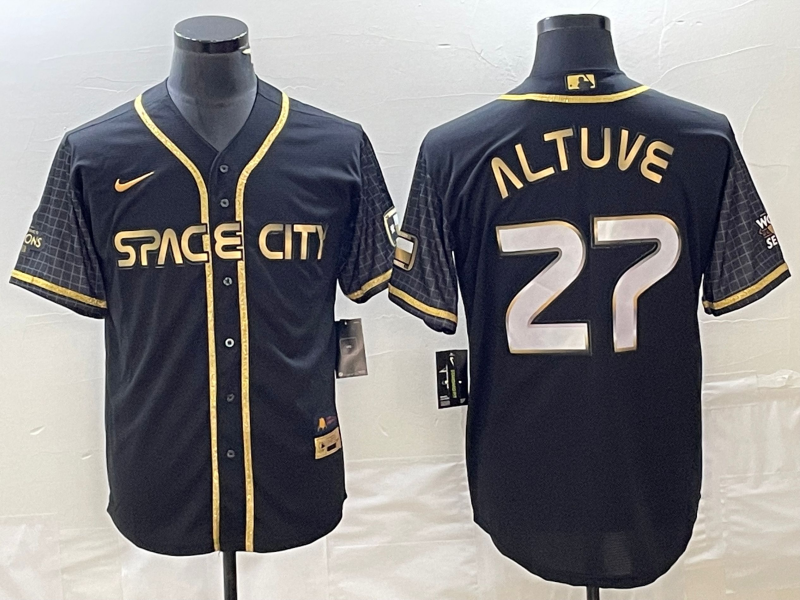 Men's Houston Astros Jose Altuve #27 Black City Connect Replica Player Jersey1