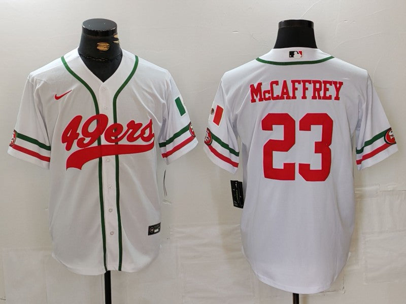 Men's San Francisco 49ers Christian McCaffrey #23 White Replica Player Jersey1