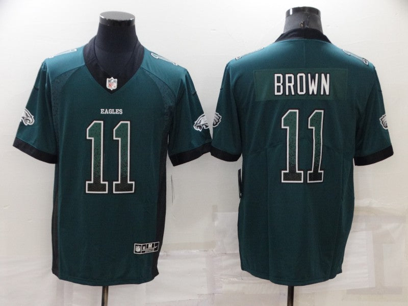 Men's Philadelphia Eagles A.J. Brown #11 Midnight Green Team Game Jersey1