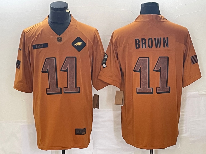 Men's Philadelphia Eagles A.J. Brown #11 Brown 2023 Salute To Service Limited Jersey1