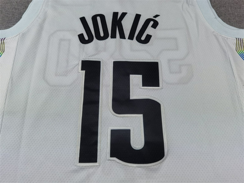 Men's Denver Nuggets Nikola Jokic #15 White 2024/25 Swingman Player Jersey1 - City Edition