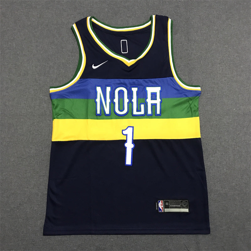 Men's New Orleans Pelicans Zion Williamson #1 Navy Swingman Jersey1