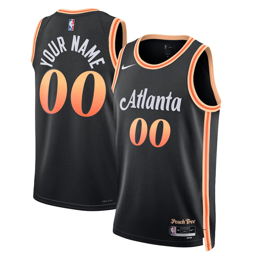 Men's Atlanta Hawks Black 2022/23 Swingman Custom Jersey1 - City Edition