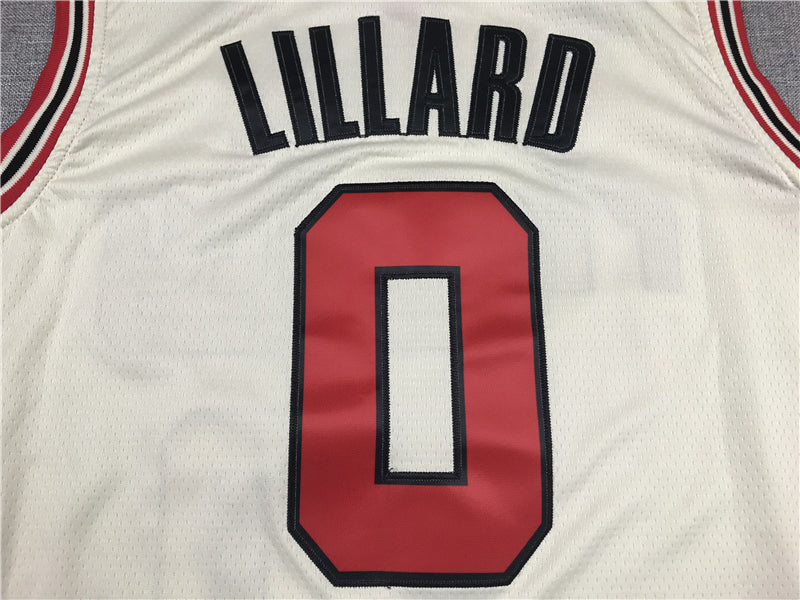 Men's Portland Trail Blazers Damian Lillard #0 NBA White Swingman Jersey1