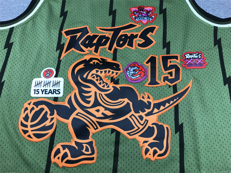 Men's Toronto Raptors Vince Carter #15 Army Green 1998-99 Hardwood Classics Swingman Jersey1