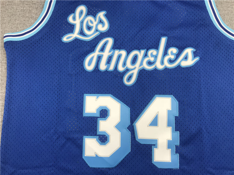Men's Los Angeles Lakers Shaquille O'Neal Blue Hardwood Classics Swingman Jersey1