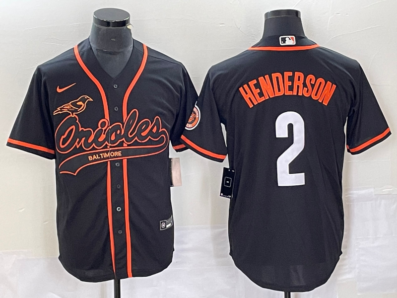 Men's Baltimore Orioles Gunnar Henderson #2 Black Replica Jersey1 Joint Edition