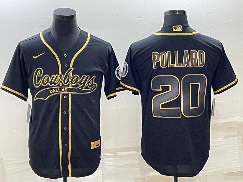 Men's Dallas Cowboys Tony Pollard #20 Black Game Jersey1 Joint Edition