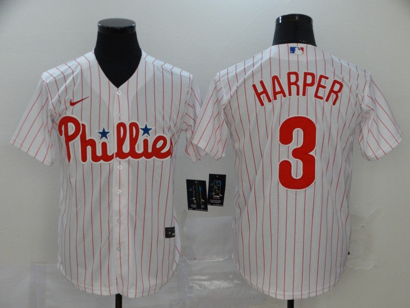 Men's Philadelphia Phillies #3 Bryce Harper Majestic Pinstripe Jersey1