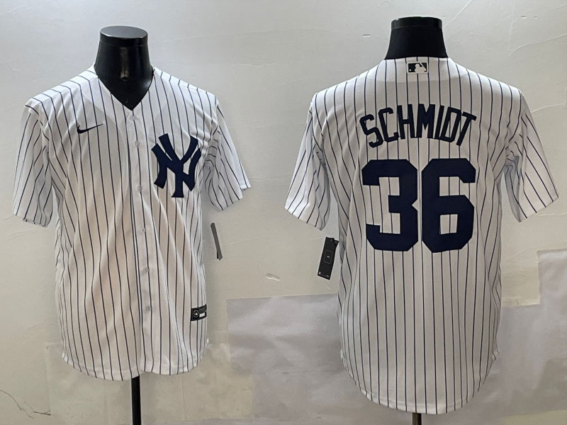 Men's New York Yankees Clarke Schmidt #36 White Home Replica Player Jersey1