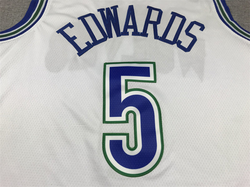 Men's Minnesota Timberwolves Anthony Edwards #5 White Swingman Jersey1