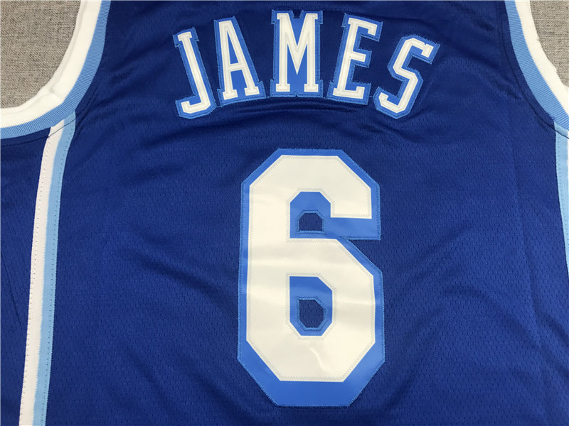 Men's Los Angeles Lakers LeBron James #6 Blue Hardwood Classic Swingman Jersey1