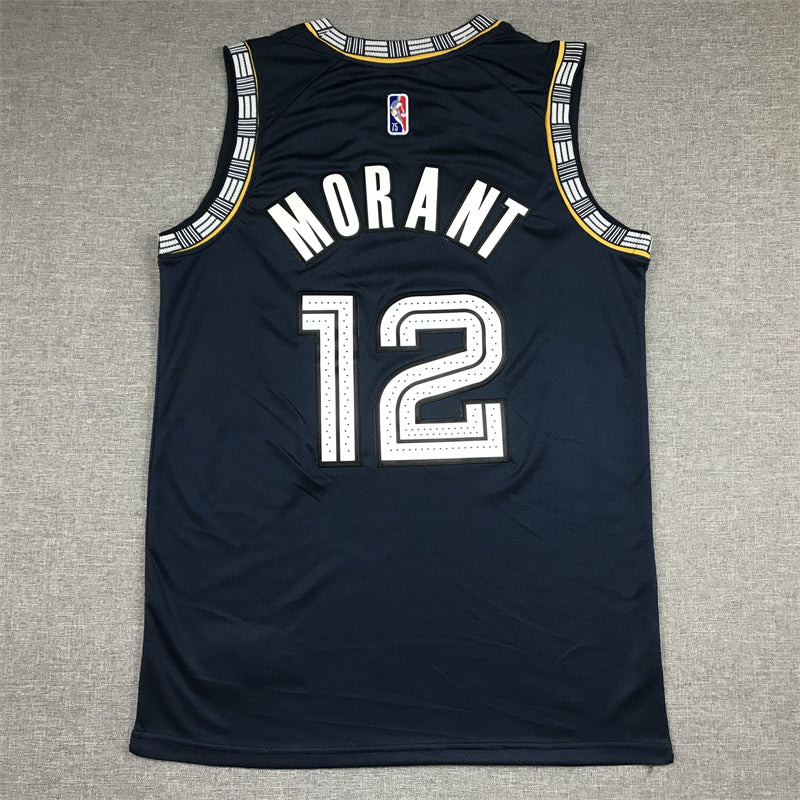 Men's Memphis Grizzlies Ja Morant #12 Navy City Edition Classic Jersey1
