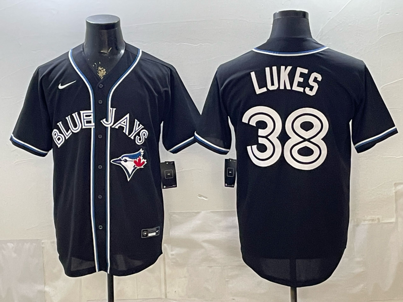 Men's Toronto Blue Jays Nathan Lukes #38 Fashion Replica Black Out Jersey