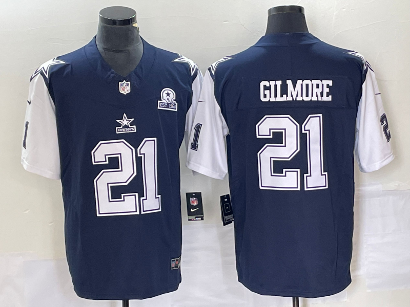 Men's Dallas Cowboys Stephon Gilmore #21 Navy Game Jersey1