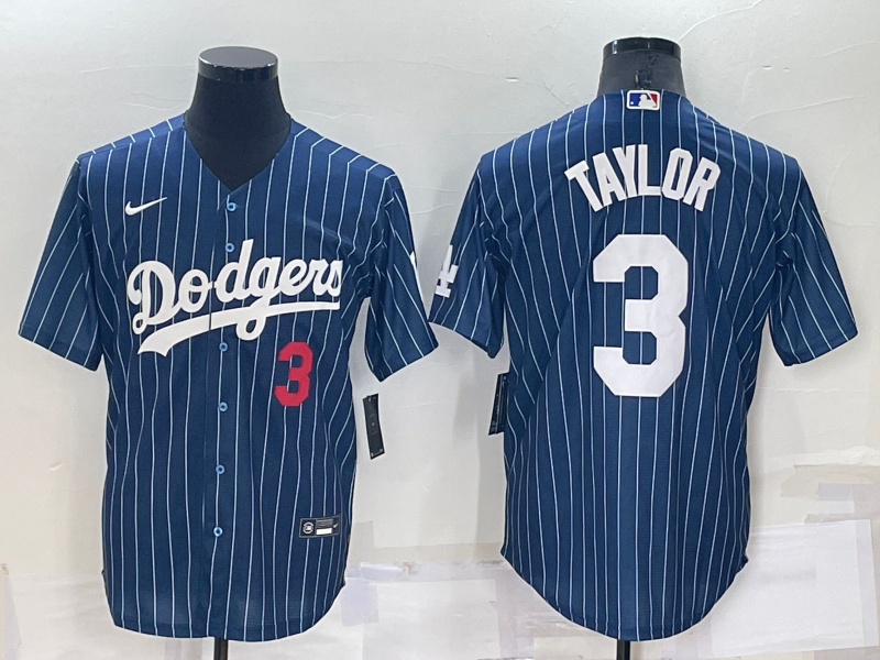 Men's Los Angeles Dodgers Chris Taylor #3 Blue Replica Player Jersey1