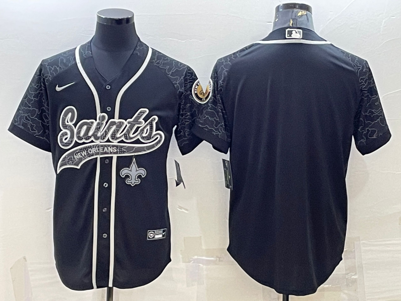 Men's New Orleans Saints Black RFLCTV Limited Blank Jersey1