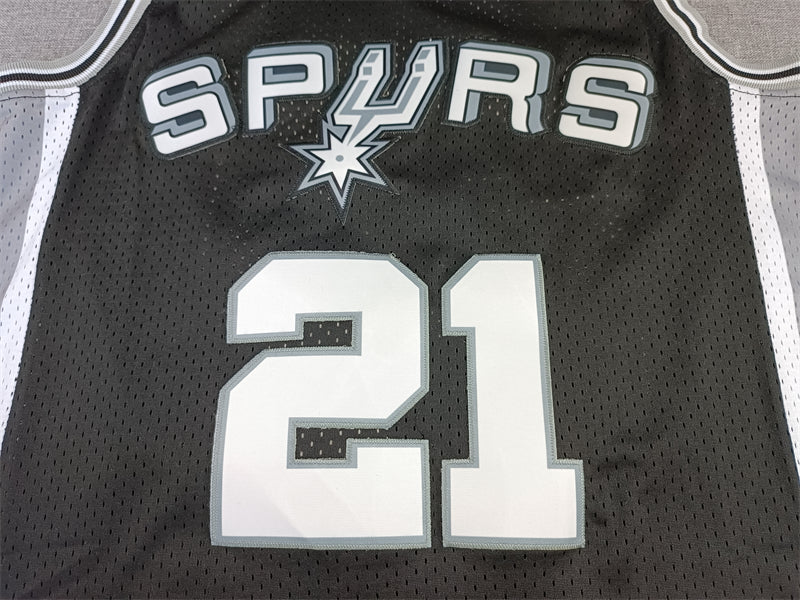 Men's San Antonio Spurs Tim Duncan Black Big & Tall Hardwood Classics Jersey1