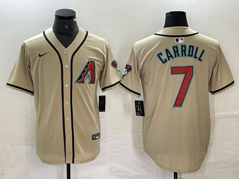 Men's Arizona Diamondbacks Corbin Carroll #7 Cream Limited Player Jersey1