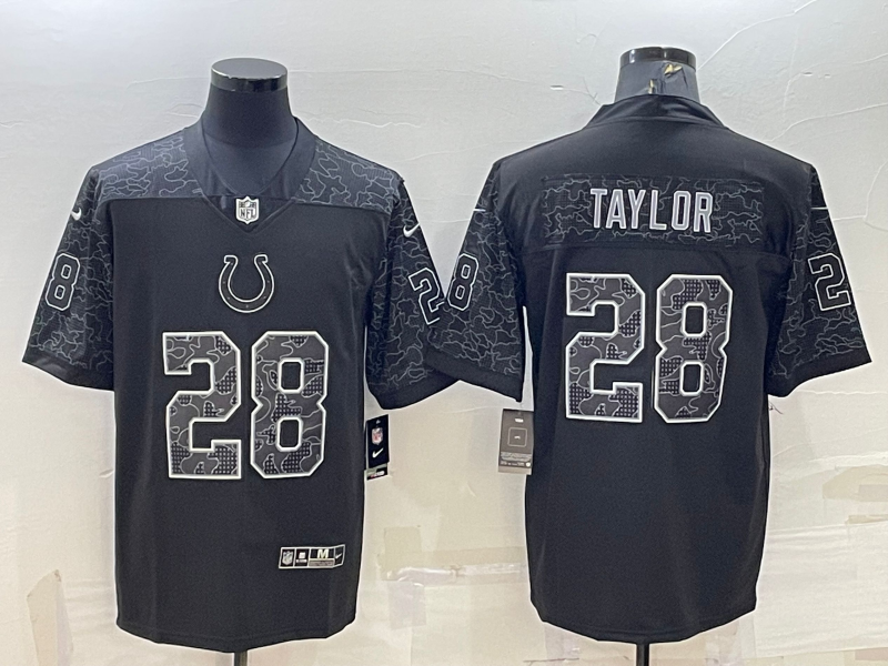 Men's Indianapolis Colts Jonathan Taylor #28 Black RFLCTV Limited Jersey1