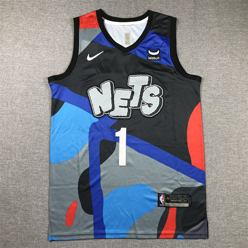 Men's Brooklyn Nets Mikal Bridges #1 Black 2023/24 Swingman Jersey1 - City Edition