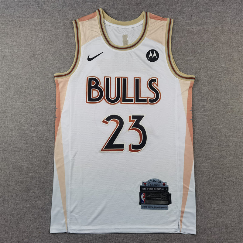Men's Chicago Bulls Michael Jordan #23 White 2024/25 Swingman Player Jersey1 - City Edition