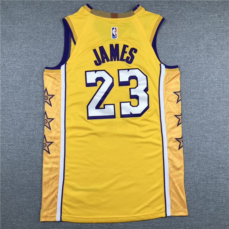 Men's Los Angeles Lakers LeBron James #23 Yellow Swingman Jersey1